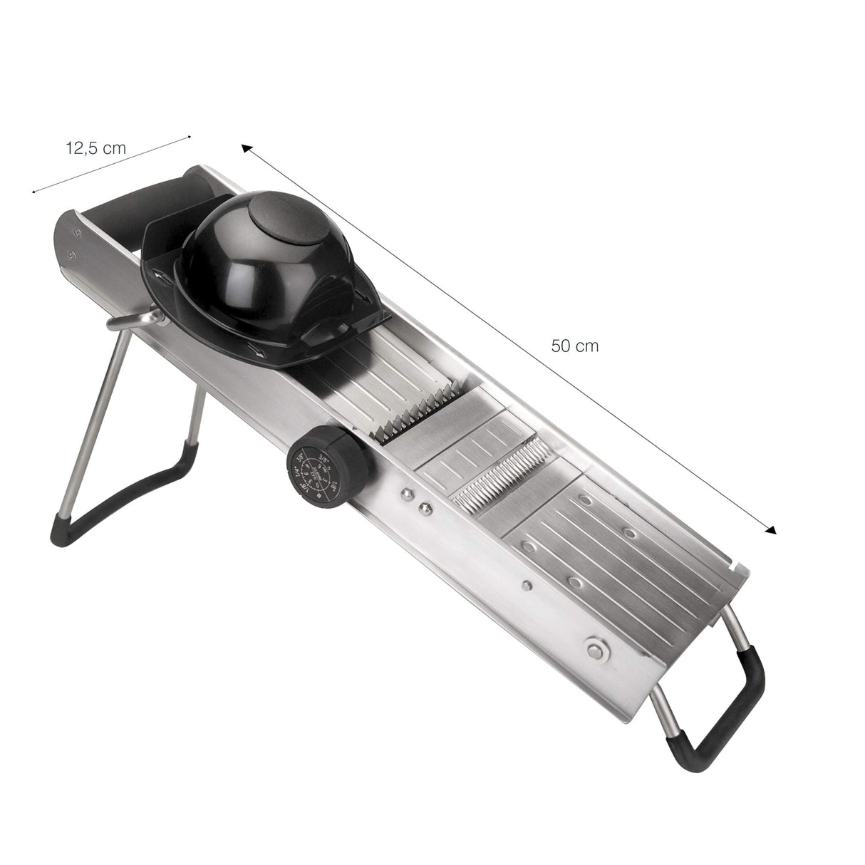 LACOR 60357 Mandolina, Con Protector y Cuchillas Giratorias Inox, Pies y mango Antideslizantes, Ideal para cortar Patatas, Verduras, Fruta, Cocina Profesional, Plateado, 45.5 x 22 x 10.5 cm