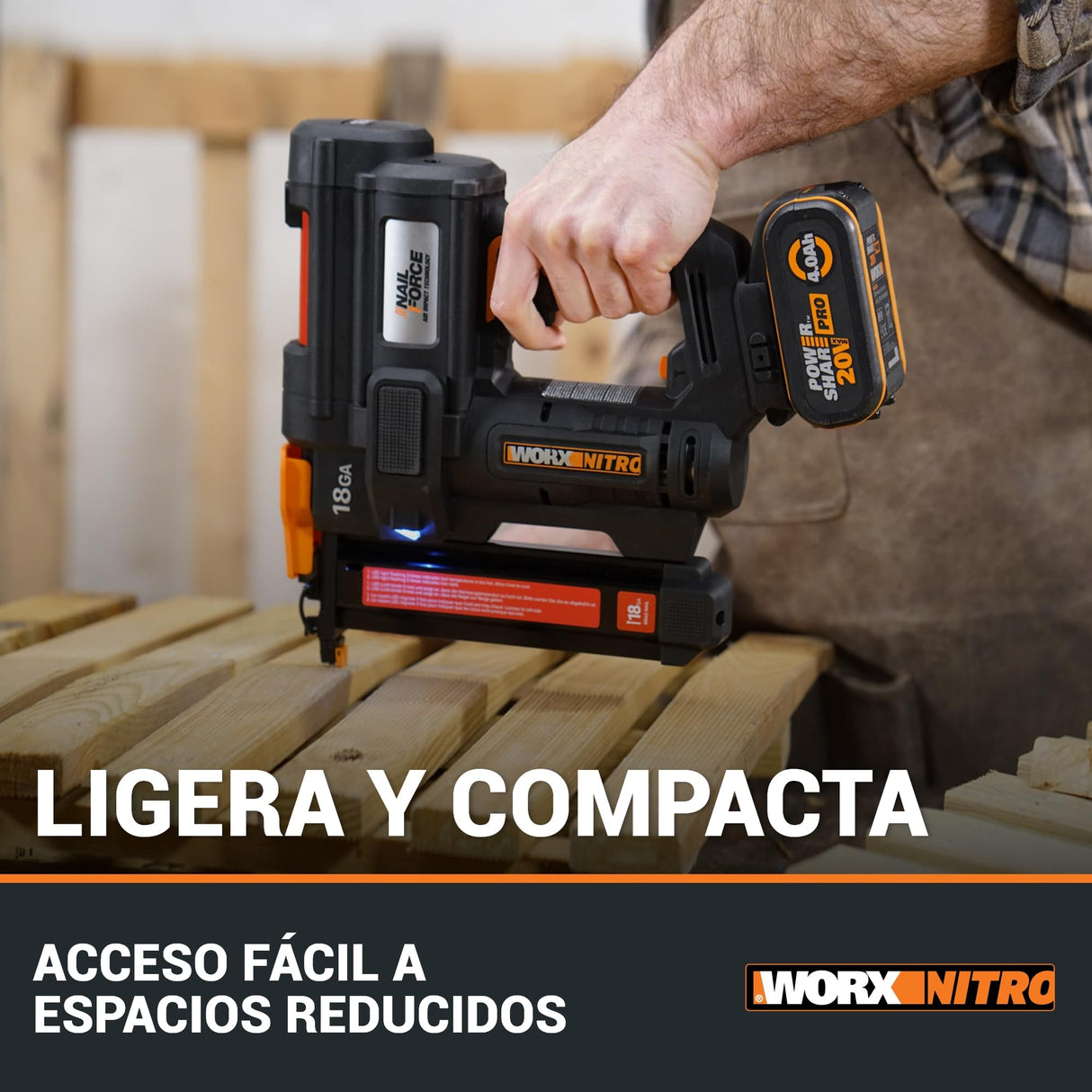 WORX WX844.9 Grapadora sin cable Nitro 20V | grapadora sin cable dispara hasta 80 grapas por minuto| grapadora alimentada por batería con liberación sin herramientas| PowerShare - Solo herramienta