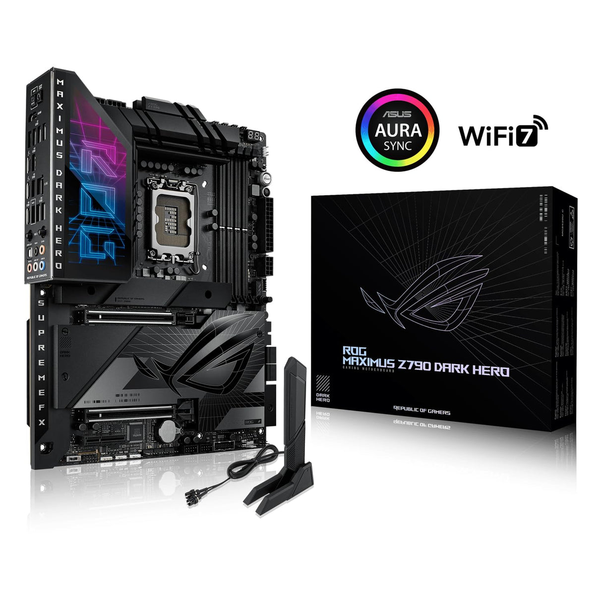 ASUS ROG Maximus Z790 Dark Hero - Placa Base Intel Z790 LGA 1700 ATX con 20+1+2 DrMos, DDR5, Wi-Fi 7, M.2, SSD PCIe 5.0, Q-Release, Thunderbolt 4, Quick Charge 4+, IA, Aura Sync con Polymo Lighting