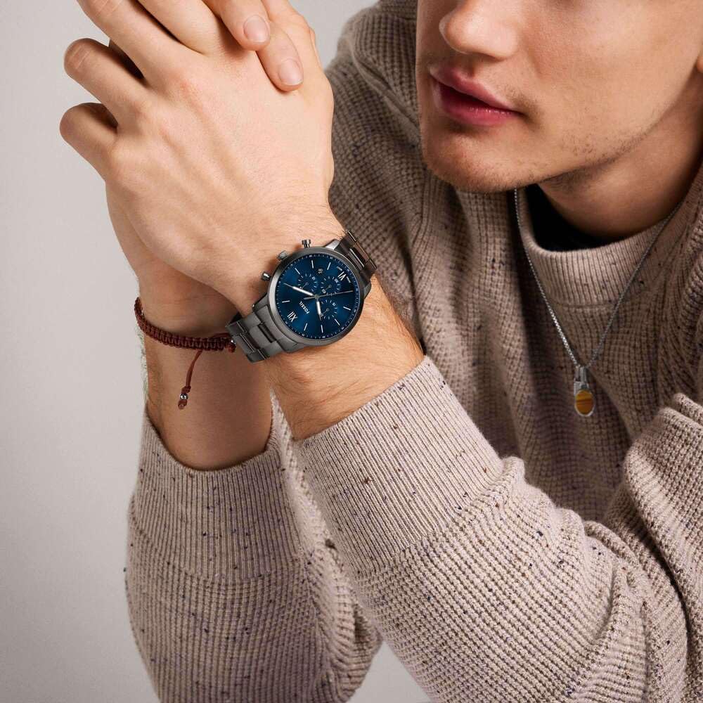 Fossil Reloj Analógico para Hombre de Cuarzo con Correa en Acero Inoxidable FS6111