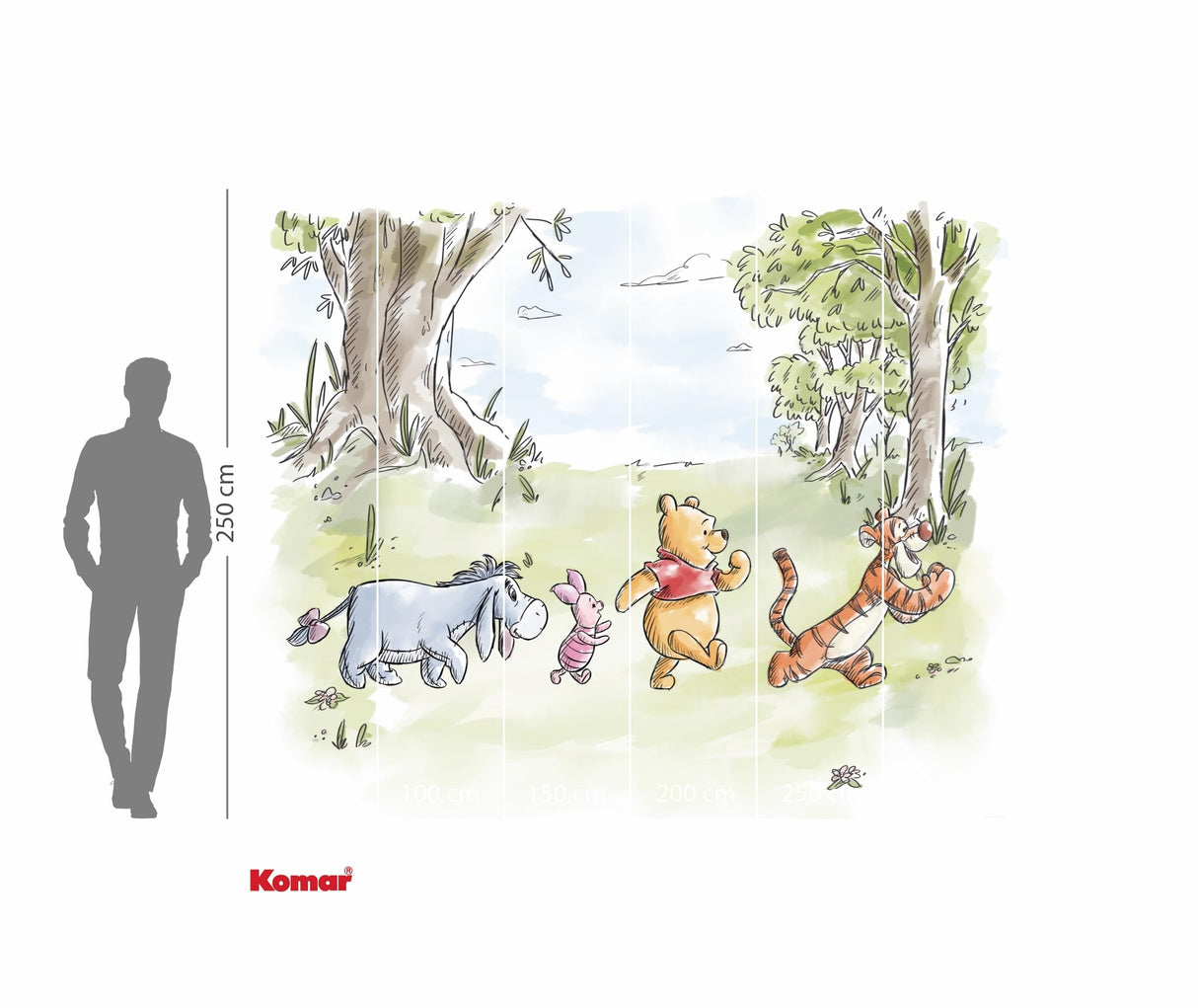 Komar WTD - Papel pintado fotográfico para habitación infantil (300 x 250 cm), diseño de Winnie the Pooh Walk Together de Disney