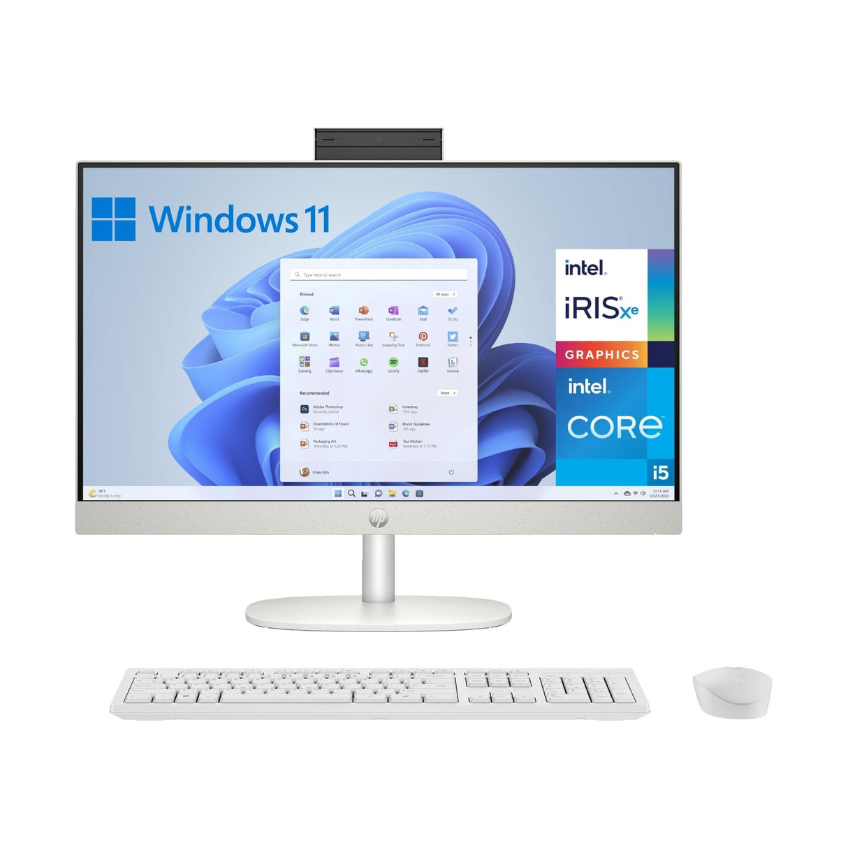 HP All-in-One 24-cr0117ns - Ordenador de sobremesa 23,8" Full HD con cámara, Teclado y ratón inalámbricos (Intel Core i5-1335U, 16GB RAM, 512GB SSD, Windows 11 Home) Blanco