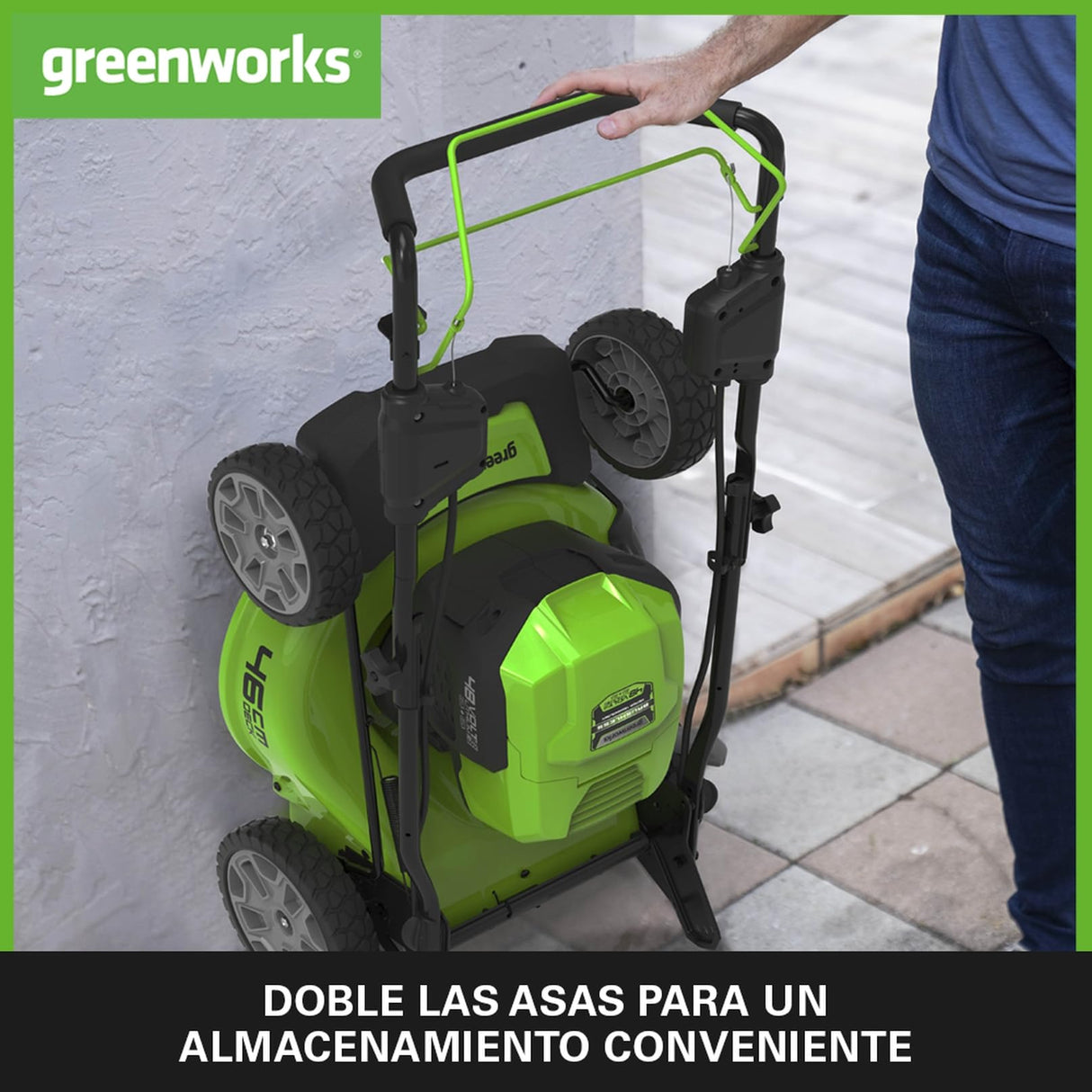 Greenworks 48V (24V x 2) Cortacésped de Batería Autopropulsada para Céspedes Grandes Hasta 480 m², Ancho de Corte 46 cm, Bolsa de 55L MÁS Dos Baterías 24V de 4Ah y Cargador Doble,GD24X2LM46SPK4X