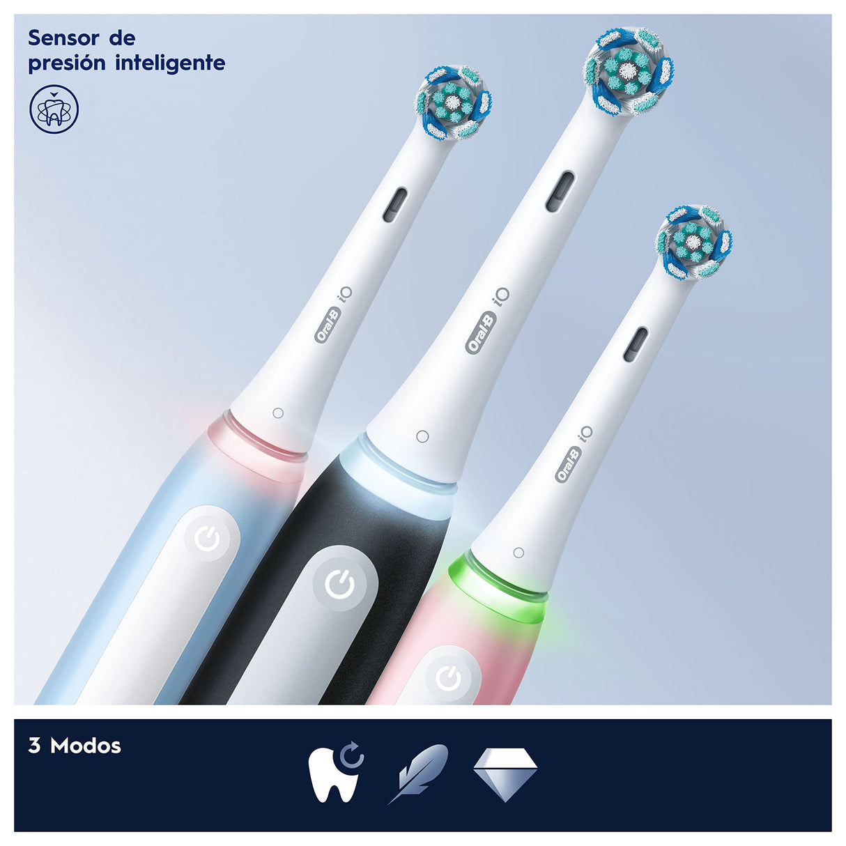 Oral-B iO 3 Cepillos De Dientes Eléctricos (Pack de 2) Con 2 Cabezales, 1 Estuche De Viaje, Diseñado Por Braun, Regalos Originales para Mujer y Hombre - Negro Y Rosa