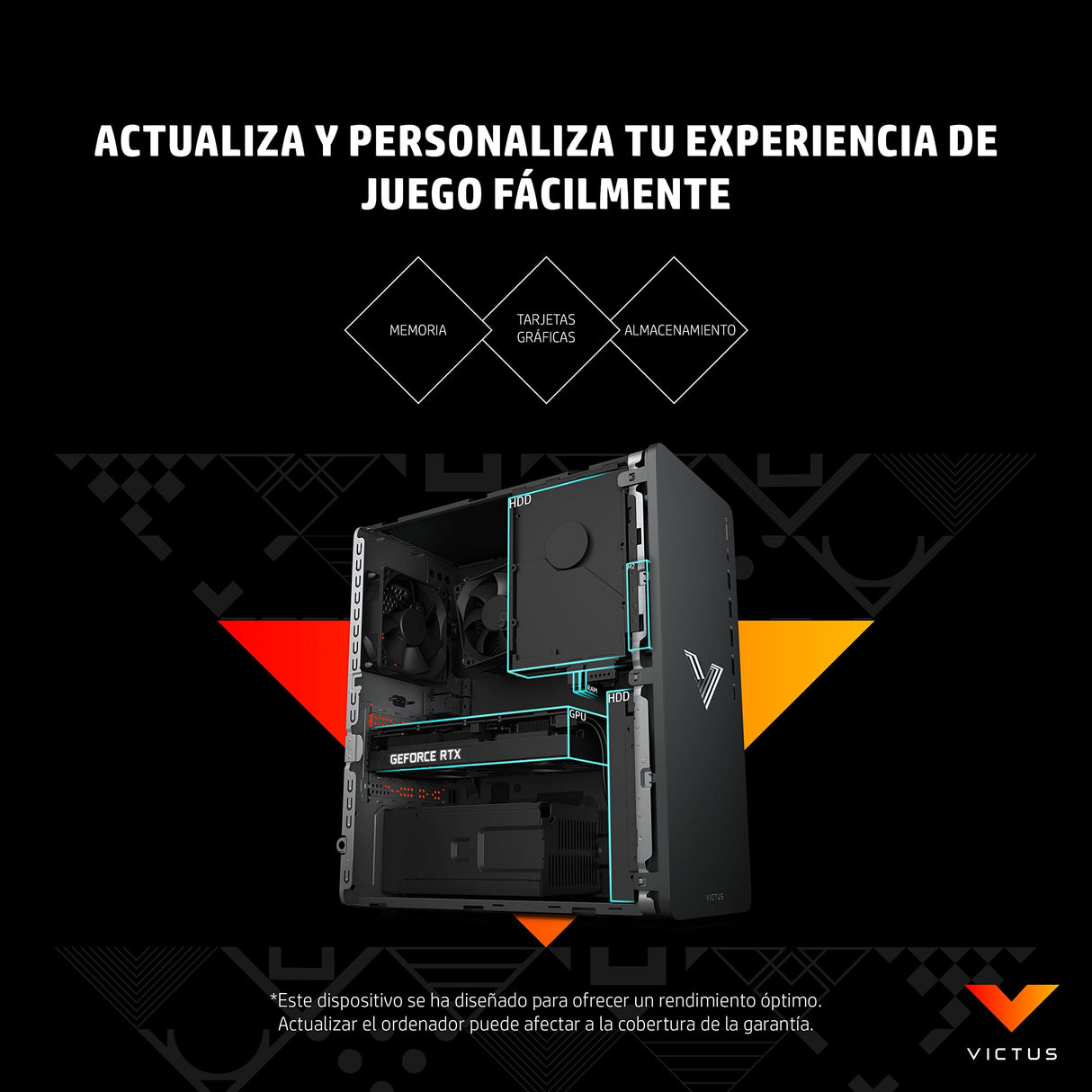 HP ORDENADOR SOBREMESA GAMING VICTUS 15L TG02-0046NS INTEL CORE I5-12400F/ 8GB/ 512GB SSD/GEFORCE GTX 1650/ SIN SISTEMA OPERATIVO