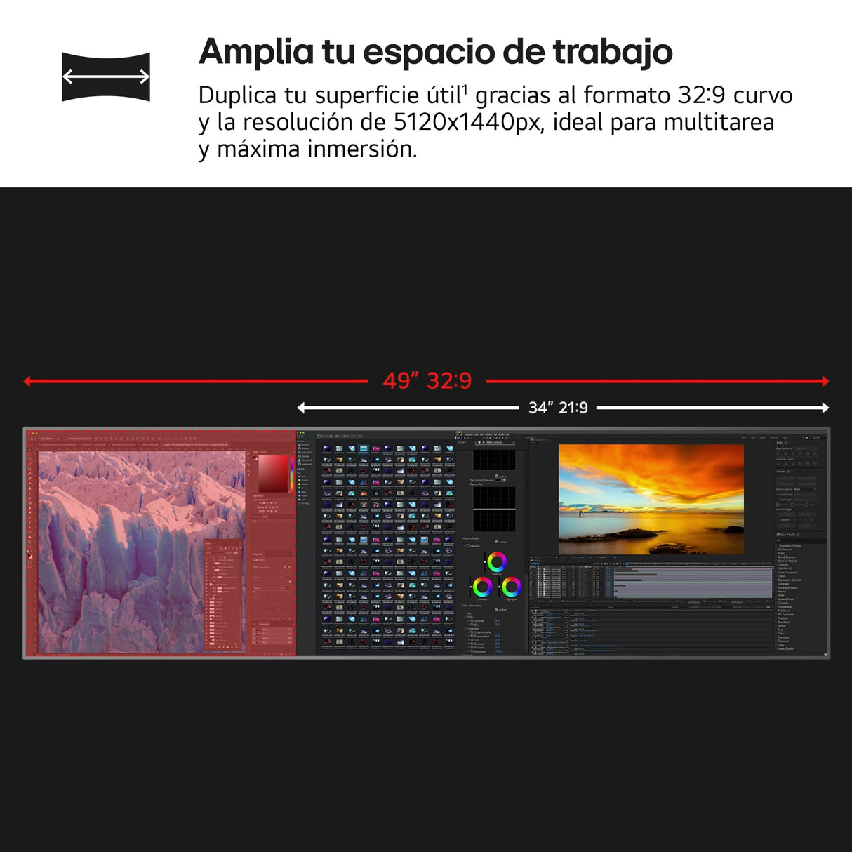 LG 49U950A-W - Monitor UltraWide Curvo, 49", Nano IPS, (5120x1440), 32:9, 144Hz, HDR400, AMD FreeSync Premium Pro/Ideal Multitarea, USB-C (PD 90W), Inclinación/Altura Ajustable, Blanco