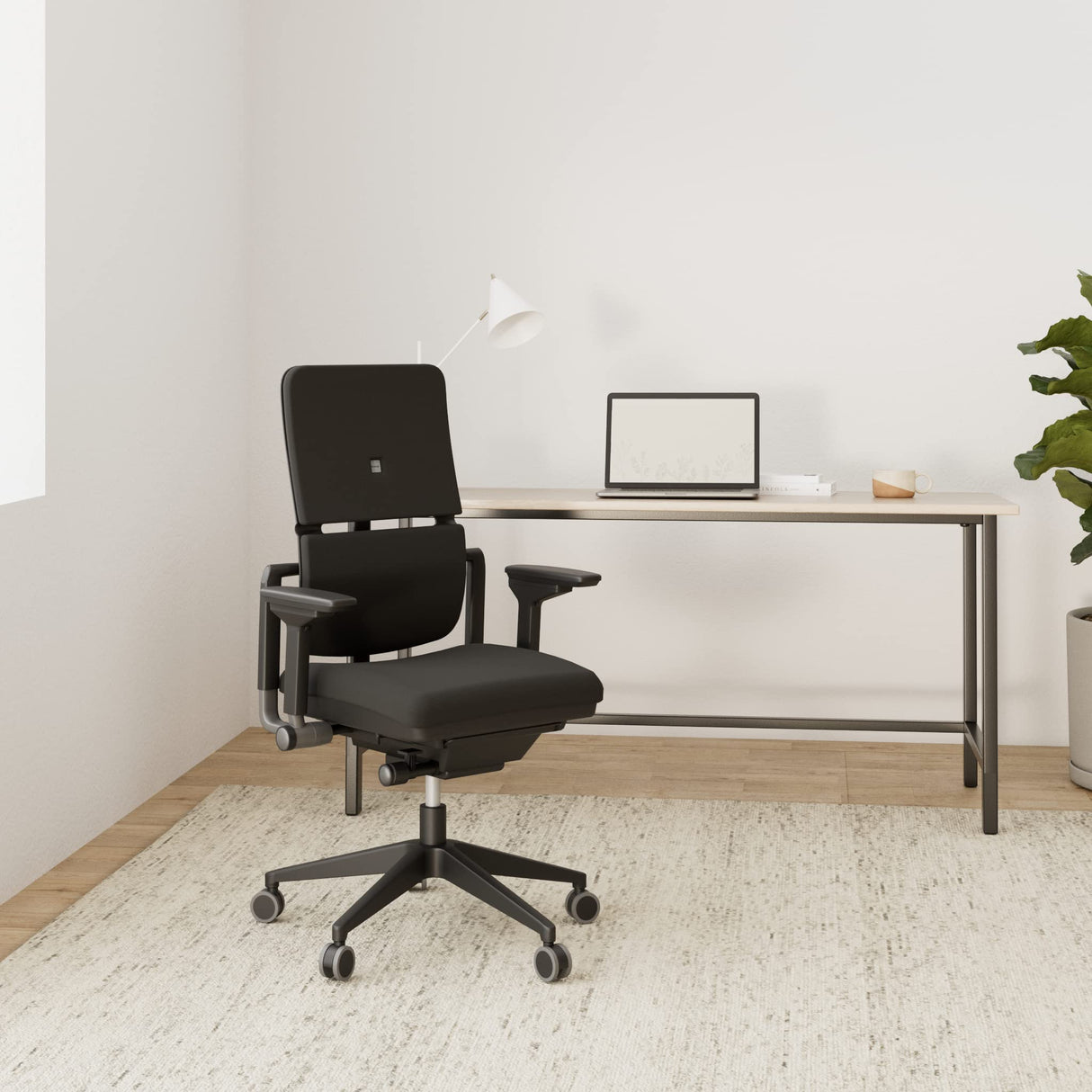 Steelcase Please, silla de oficina ergonómica con respaldo alto regulable en altura y brazos regulables Ónix