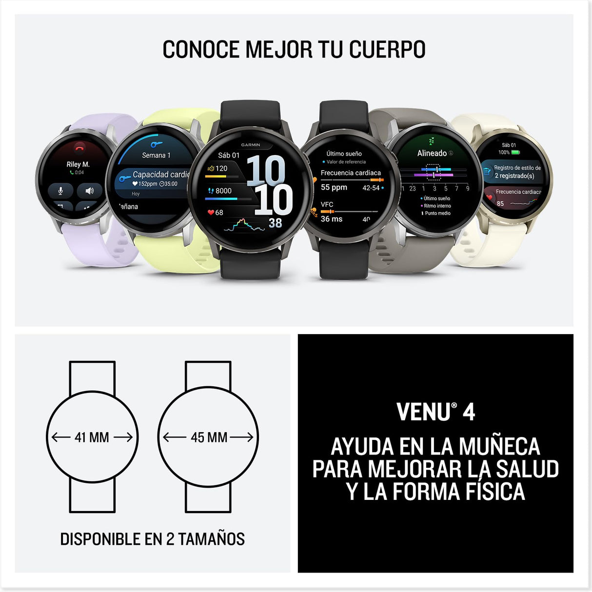 Garmin Venu 4, 45 mm, Smartwatch Premium con GPS, Pantalla táctil AMOLED, Diseño de Acero Inoxidable, Linterna LED, Funciones avanzadas de Salud y Forma física, 14 días de autonomía, Gris