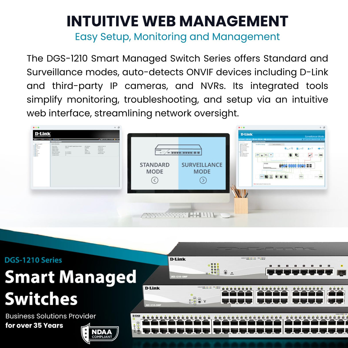 D-Link DGS-1210-52MP - Switch PoE 52 Puertos Gigabit y 4 Puertos SFP Combo (48 x PoE máx. 30 W por Puerto hasta un Total 370 W máx., Altura 1U, VLAN automática para Video vigilancia y telefonía IP)