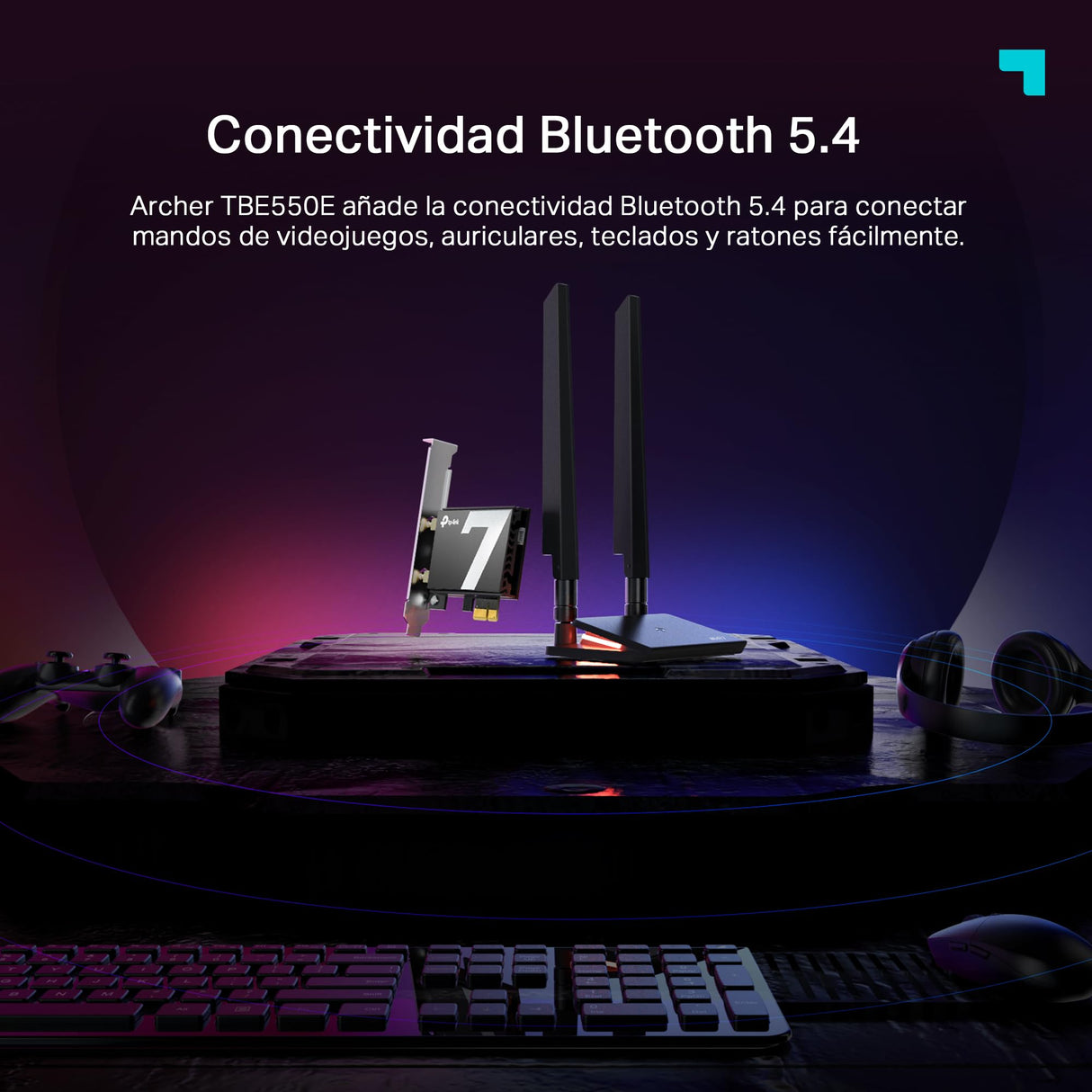Archer TBE550E Adaptador PCI-E Wi-Fi 7 BE9300, Tri-Banda con Bluetooth 5.4| Antenas multidireccionales| Seguridad WPA3| Instalación rápida con USB| luz LED Multicolor| Compatible con Windows 11