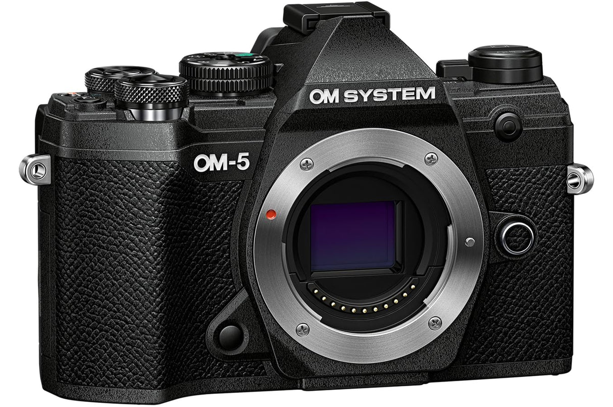 OM SYSTEM OM-5 Cámara con Sistema Micro Four Thirds, Sensor Live Mos de 20 MP, Estabilización de Imagen Mejorada de 5 Ejes, IP53, Handheld High Res Shot, Negro
