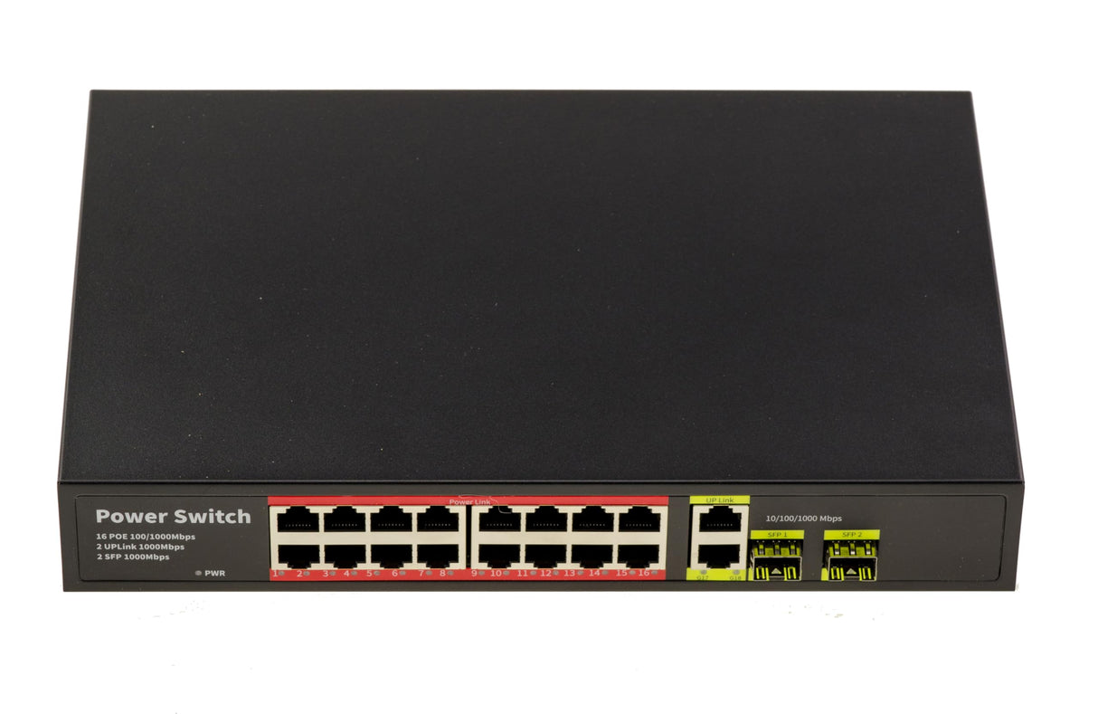 KALEA-INFORMATIQUE Conmutador Gigabit Ethernet para alimentación remota PoE+ de 30 W con 16 Puertos RJ45 de Bajada y 2 Puertos RJ45 o SFP de Subida