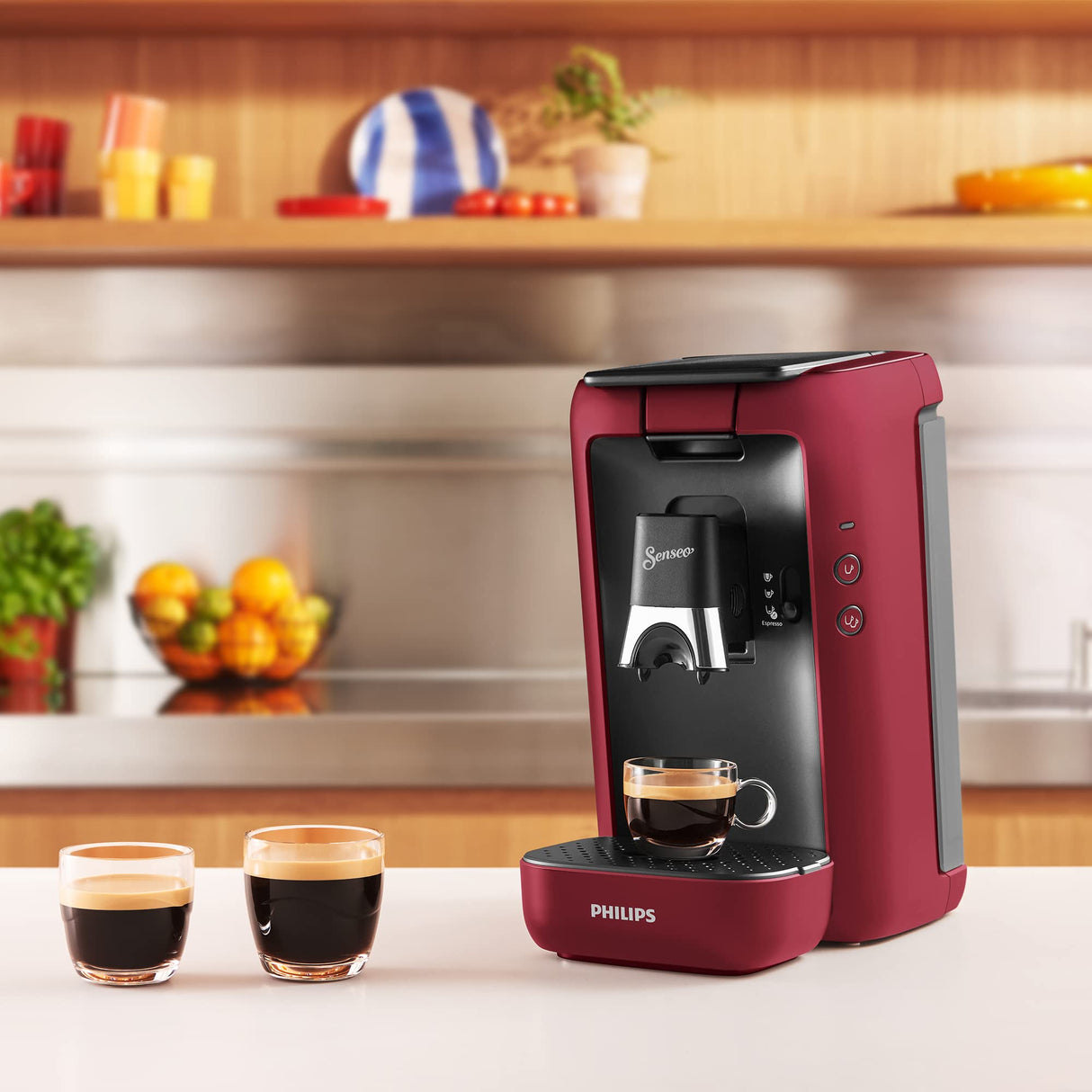 Philips Domestic Appliances CSA260/91 Senseo Maestro - Máquina de café con depósito de agua de 1,2 litros, selección de intensidad y función de memoria, producto verde, color, rojo