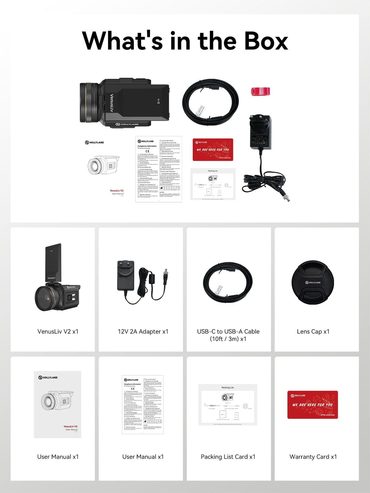 Hollyland VenusLiv V2 Inalámbrico Live Streaming Cámara, 4K30p/RTMP/USB-C/HDMI Salida de vídeo, Stream LAN/Wi-Fi, para la instalación incorporada Tiktok/Youtube/Facebook/Twitch Live Streaming