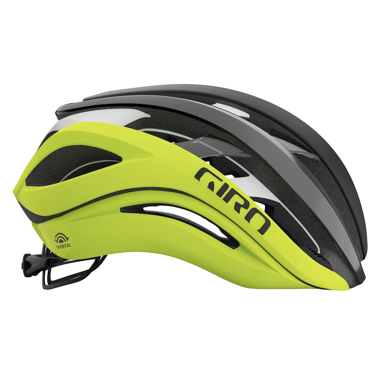 Giro Aether Spherical Casco, Hombres, Matte Black Fade/Highlight Yellow, L