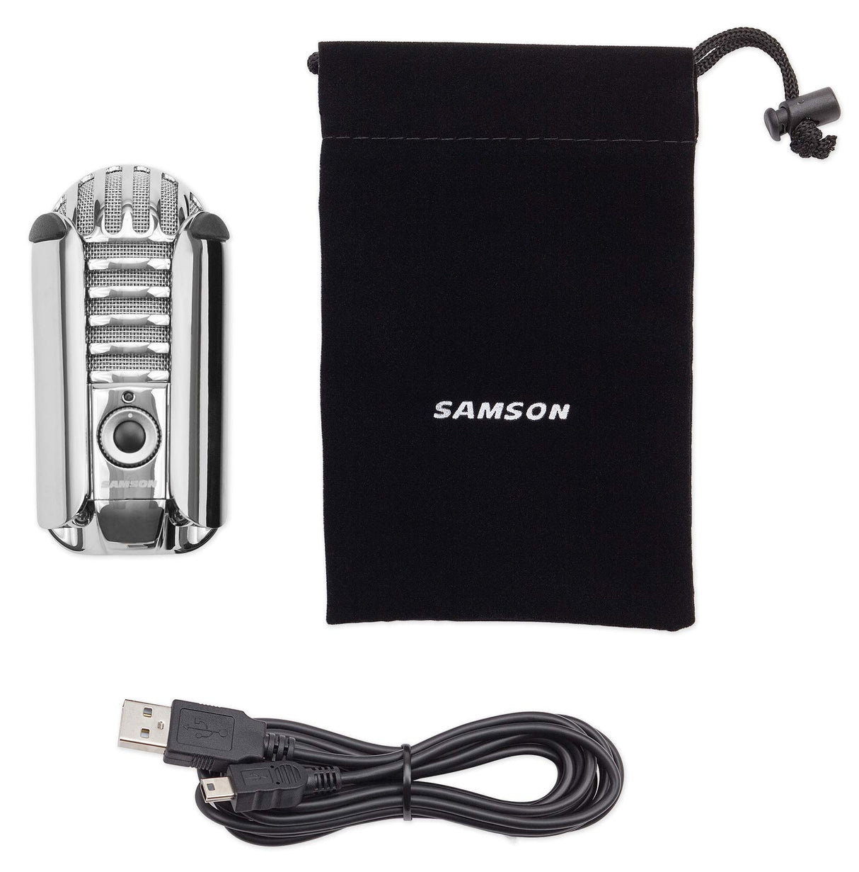 SAMSON Meteor Mic - Portable USB Studio Quality Condenser Microphone - High Performance, General Purpose/Podcast/Gaming/Music Recording Microphone, 16-bit, 44.1/48kHz Resolution, Silver Chrome