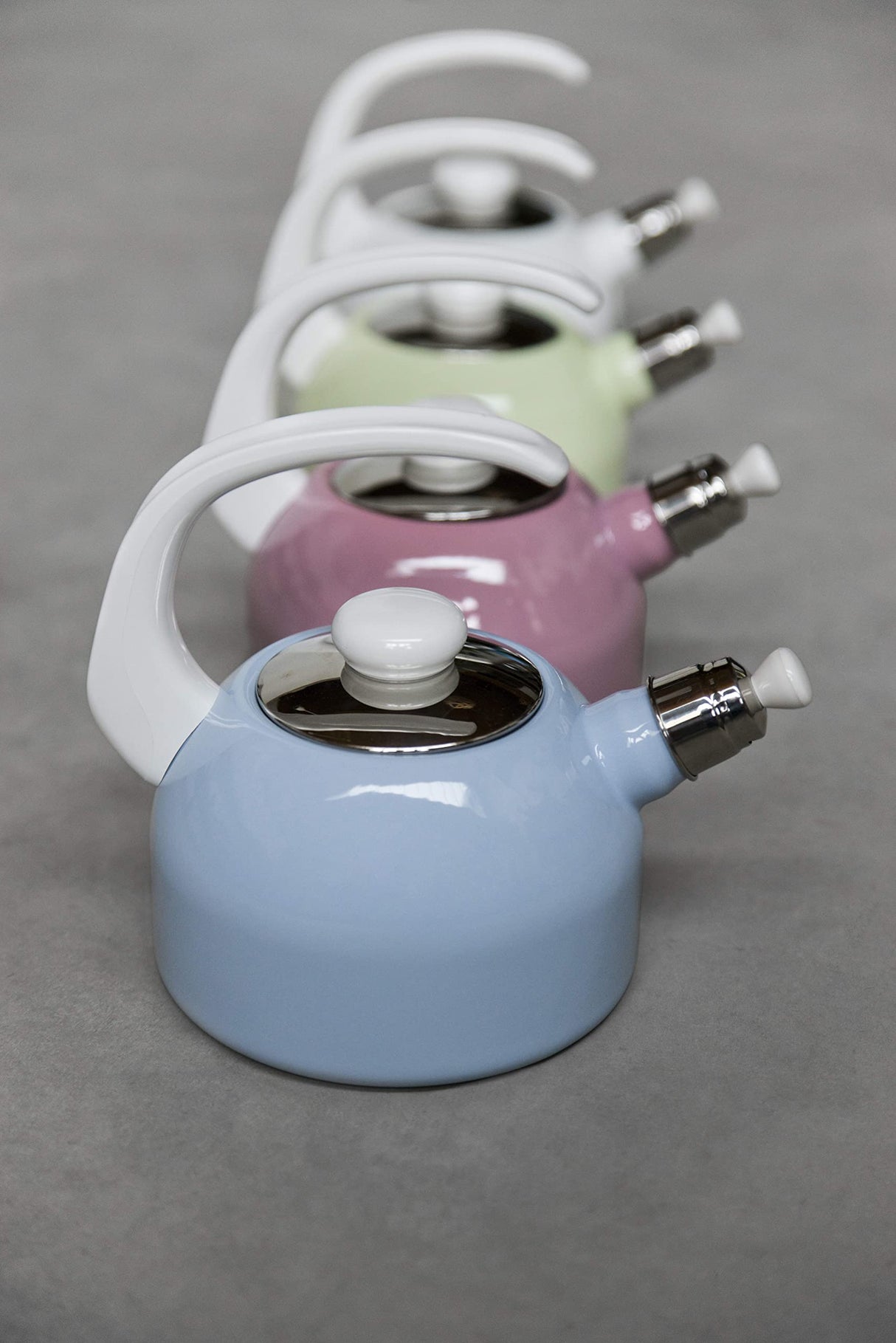 Riess, 0543-116 - Hervidor de flauta Plus de 2 l, color azul pastel, capacidad 2 litros, diámetro 18 cm, esmalte, inducción
