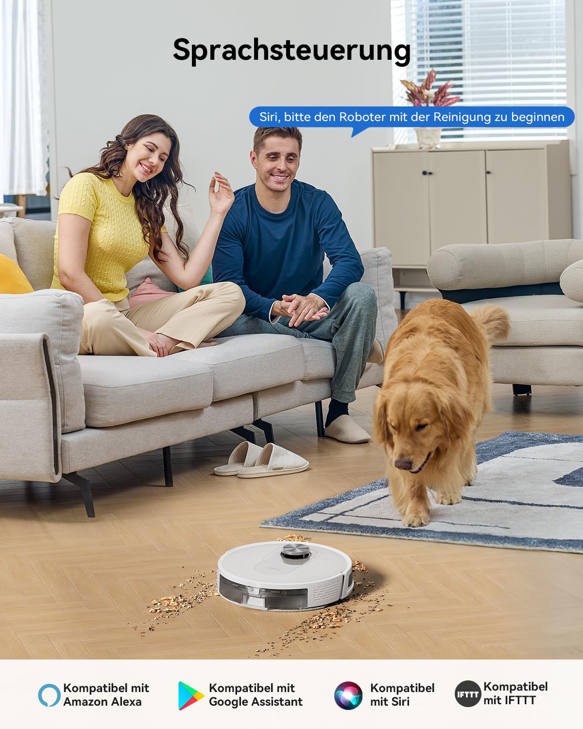 Proscenic Q8 Robot Aspirador con función de Limpieza, 4200 Pa, 200 min, Potente Robot de navegación láser con 5 Tarjetas, Control Mediante aplicación Alexa Siri IFTTT, para Suelos, alfombras, Pelo de