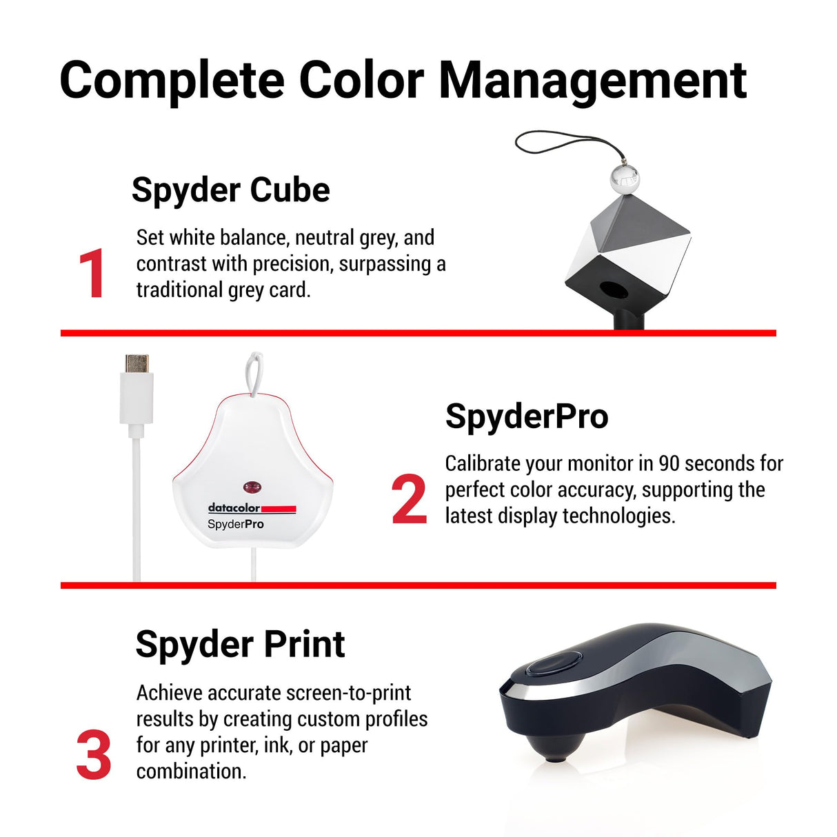 Datacolor Spyder Print Studio Kit - Incluye Spyder Print, SpyderPro, Spyder Cube - con maletta metálica - Gestión Completa del Color de fotografías, Desde la Captura hasta la edición y la impresión