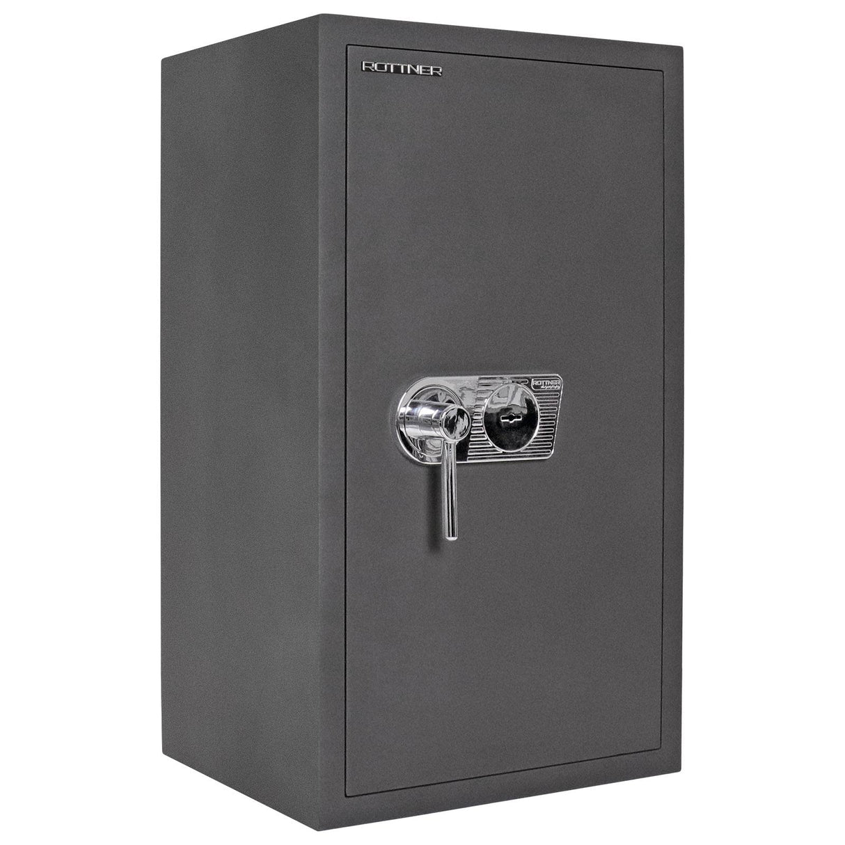 Caja fuerte Toscana 85 DB de Rottner, Color antracita, Clase de seguridad: EN-1 según CSN EN-1 1143-1 + A1:2009, Cerradura de llave de doble paletón certificada EN 1300 Clase A, Protección contra incendios, Antirrobo, Kit de fijación incluido