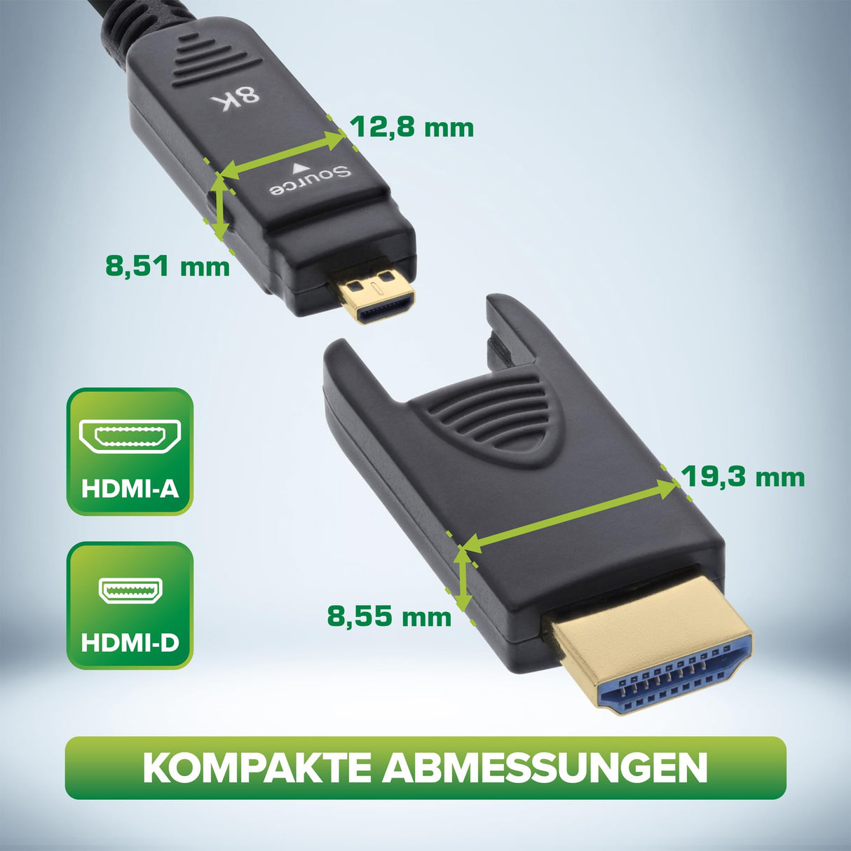 InLine® Cable HDMI AOC Ultra High Speed 2.1 con conectores desmontables, 8 K/4K HDR eARC, contactos dorados, instalación flexible, 80 m, 17980O