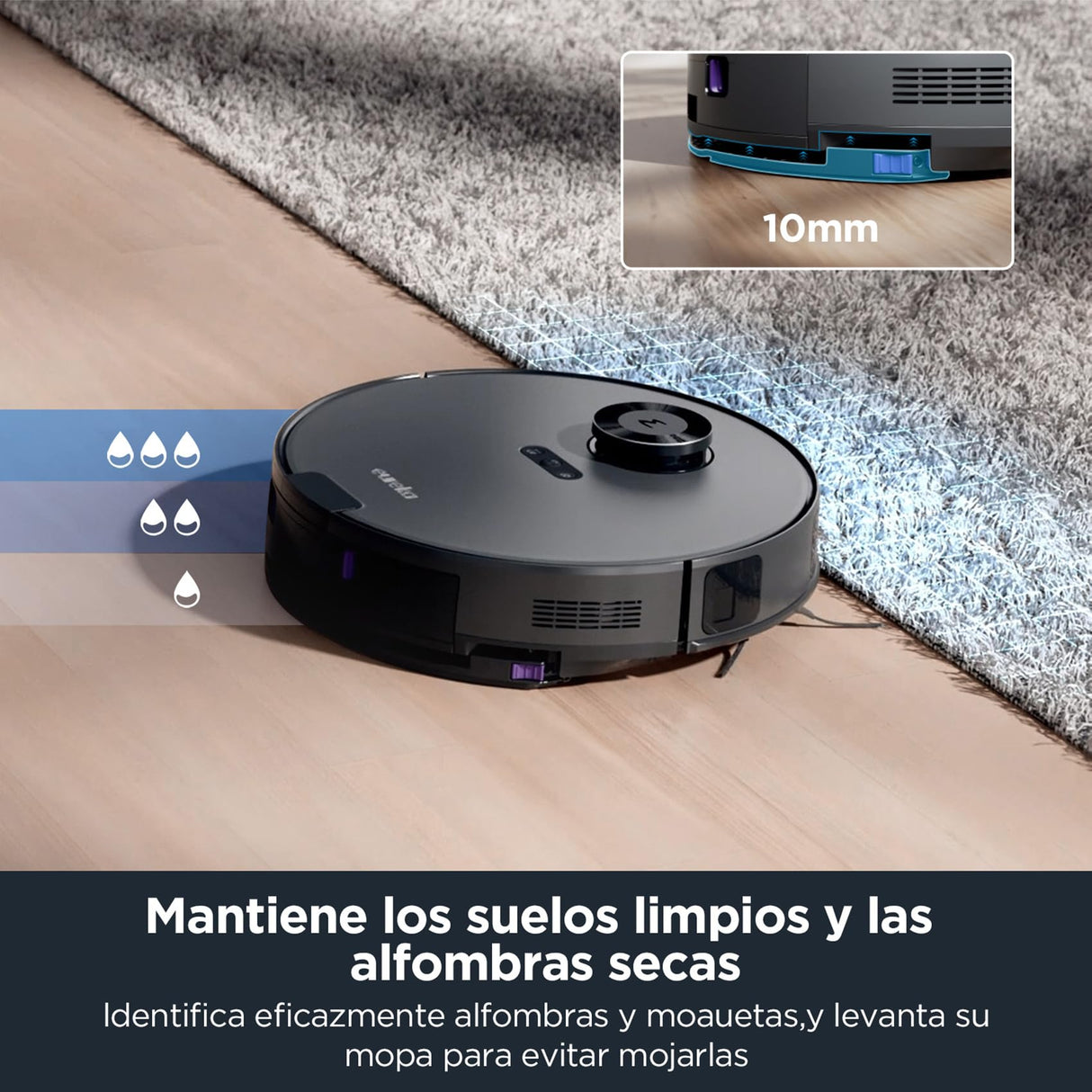 Eureka NERE10s Robot Aspirador y Fregasuelos con Vaciado automático de Polvo,Aspirador Robot 4000 Pa,Autonomía 180 min,Detección Obstáculos Navegación LiDAR,App Control para moquetas y Suelos Duros