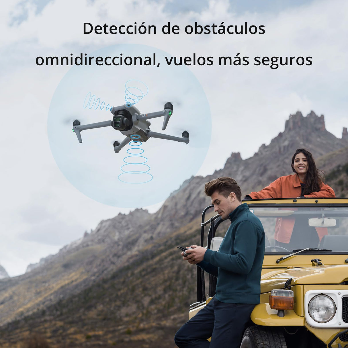DJI Pack Air 3 Vuela Más con DJI RC 2 (control remoto con pantalla), dron con doble cámara 4K HDR con gran angular y teleobjetivo medio, 46 min de tiempo máx. de vuelo, O4, dos baterías adicionales