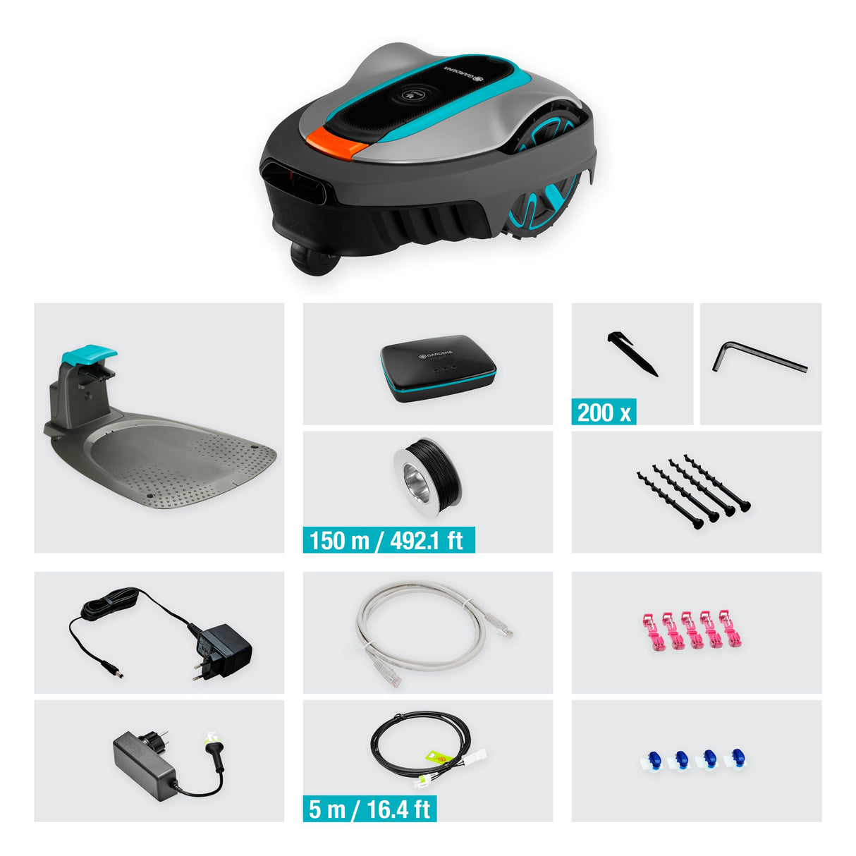 Gardena Robot cortacésped Smart SILENO City 500 m²: tecnología Lona AI, Control con aplicación, SensorControl, para Pendientes máx. 35 por ciento, Incl. Pasarela Inteligente, versión ES (19602-74)