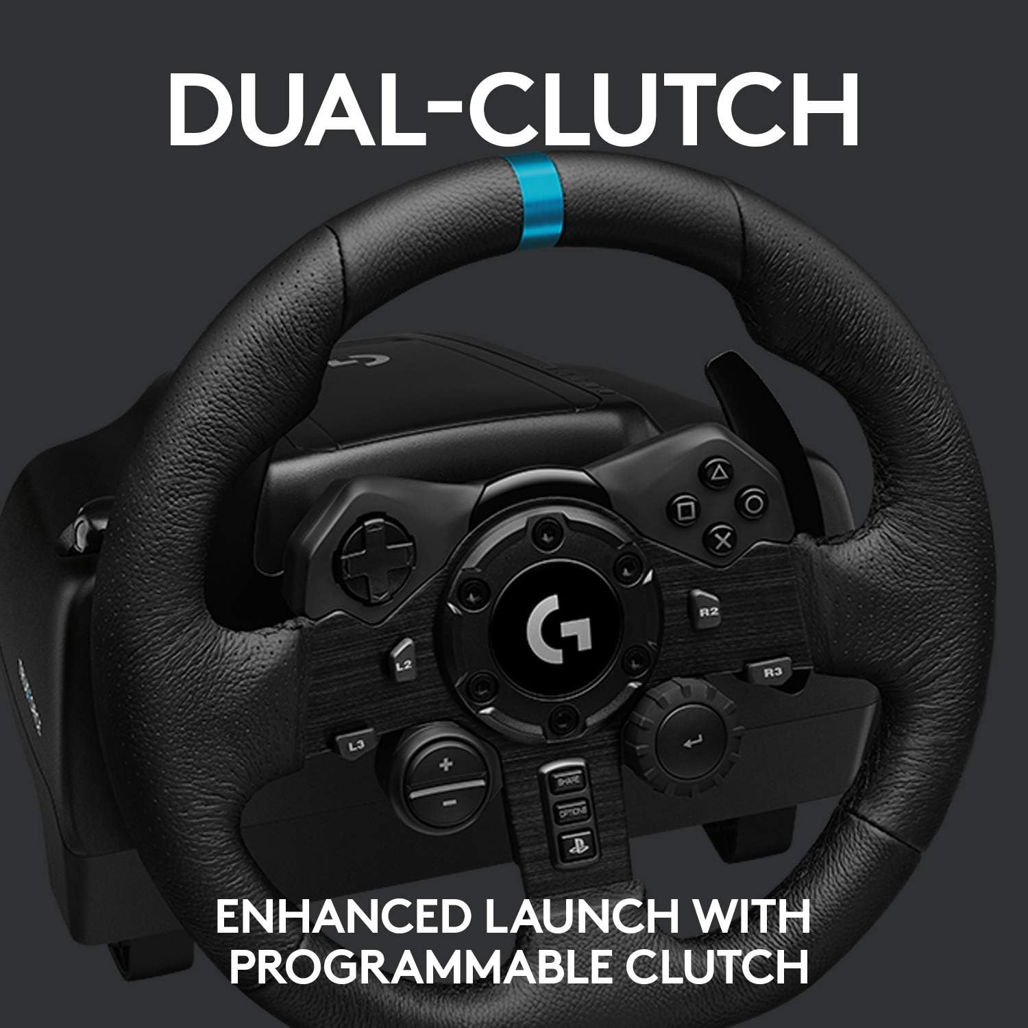 Logitech G923 Volante y Pedales de Carrera para PS5, PS4 y PC, Uk Inglés Enchufe de alimentación, Tipo G, Negro