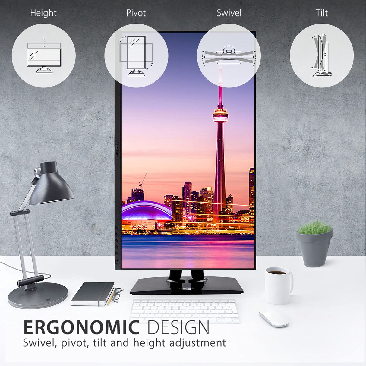 ViewSonic VP2756-2K - Monitor IPS de 27 Pulgadas, QHD, sin Bordes en 3 Lados, 100% sRGB, Certificado Pantone, 5ms, 350 nits, HDMI, DisplayPort, USB-C, rotación-Auto, Regulable en Altura