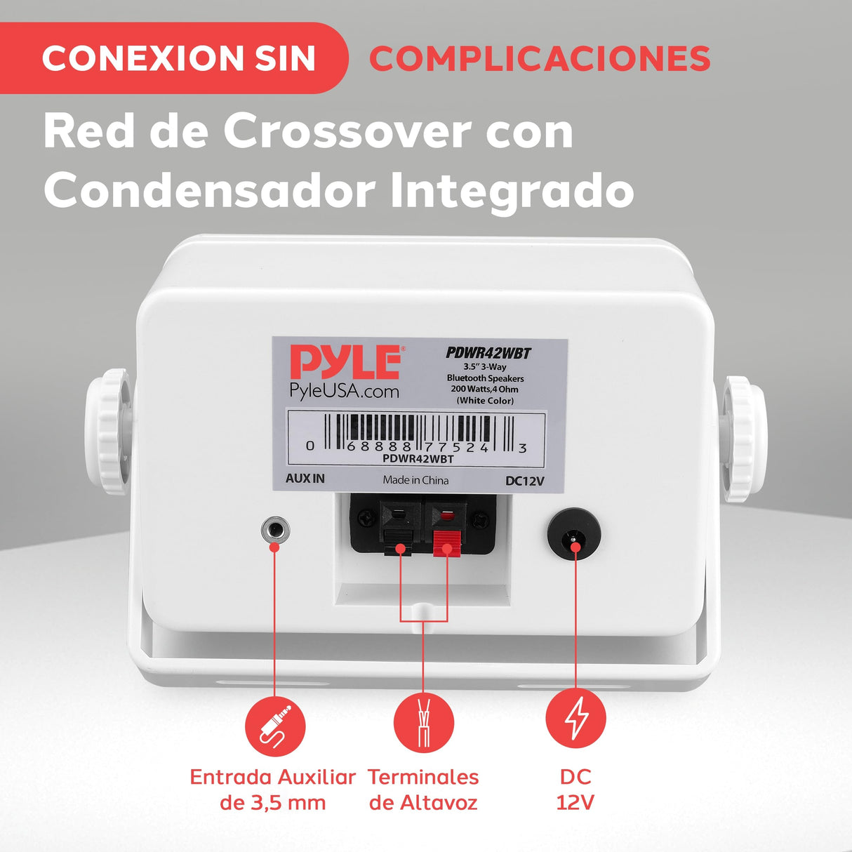 Pyle Sistema de Altavoces, Inalambrico, Impermeable, Waterproof, Exteriores, Interiores, Par de 3.5” de 3 vias, Activo, Pasivo