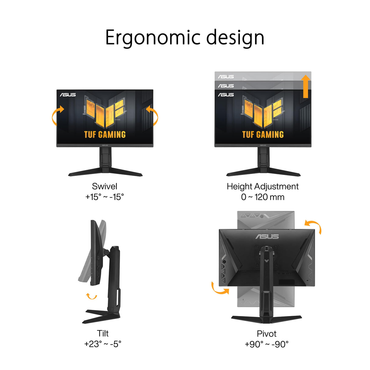 ASUS TUF Gaming VG249QL3A - Monitor Gaming de 24", Full HD, 180 Hz, Fast IPS, ELMB, 1 ms, FreeSync, Compatible con G-Sync, Variable Overdrive, 99% sRGB, Altura Regulable