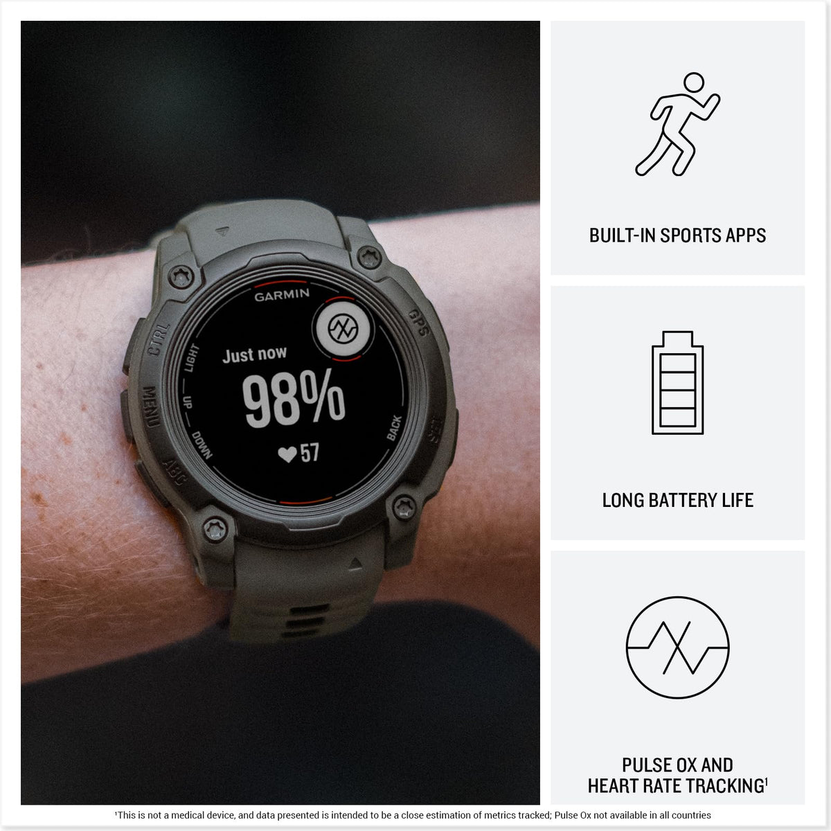 Garmin Instinct E, Reloj Inteligente con GPS, 40 mm, Resistente al Agua, Aplicaciones Deportivas integradas, Monitorización de la Salud, Notificaciones Inteligentes, Amarillo