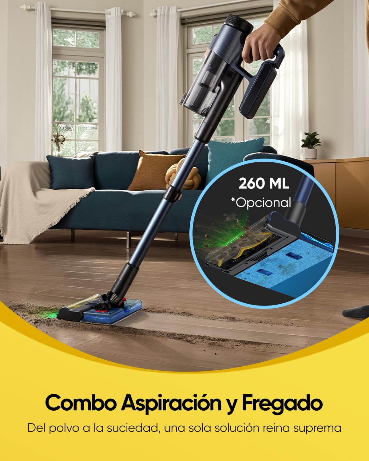 Vexilar V12 Aspiradora sin Cable 58KPa Potente Succión, Escoba Aspirador sin Cable Antienredos, Autonomía 50 Minutos, Filtración de 5 Etapas, Aspiradora para Suelo/Alfombra/Coche/Pelo de Mascotas