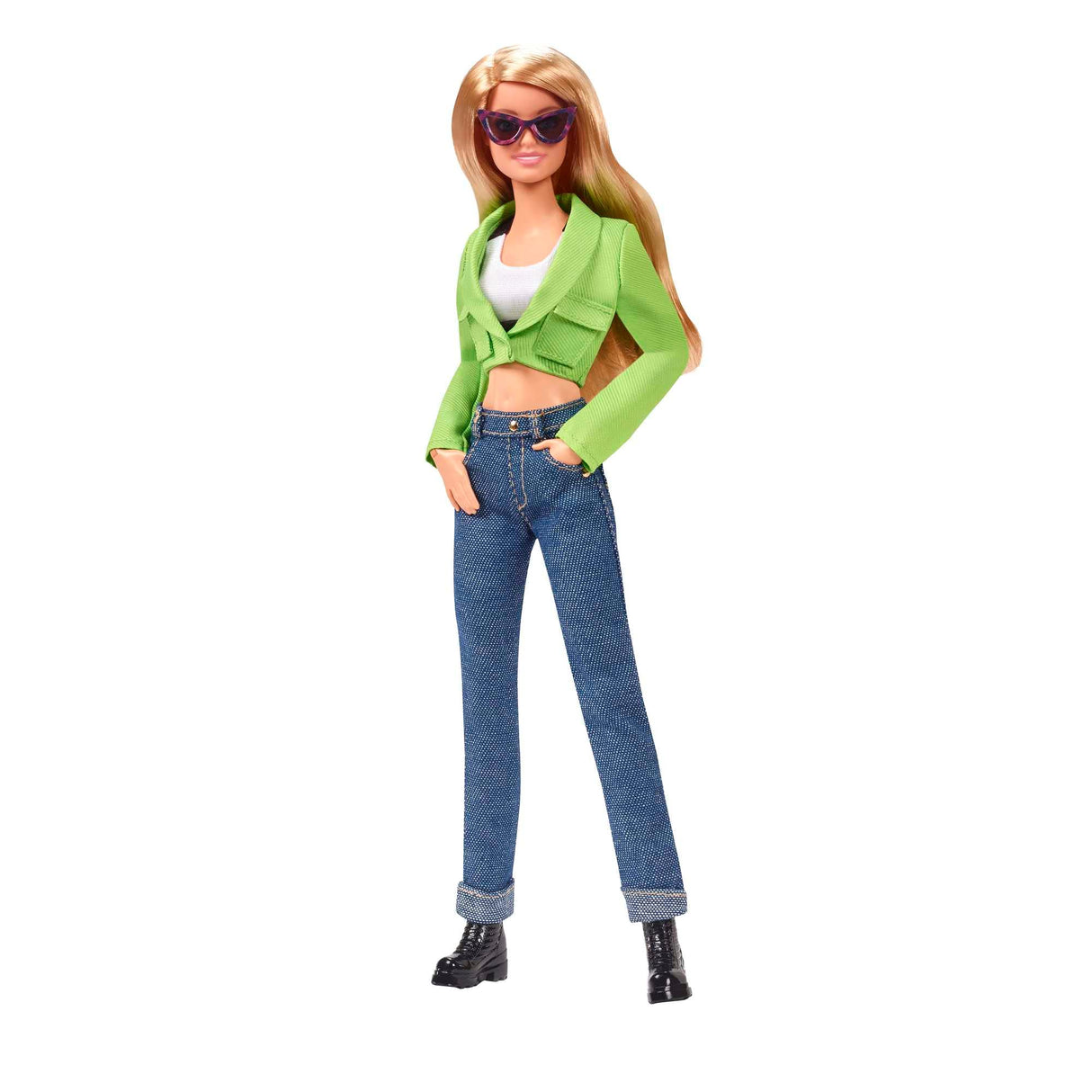 Barbie Signature Barbiestyle Estudio de fotografías Muñeca con tocador con Luces y Silla, Vestido y Look de Vaqueros, Juguete de colección, Regalo +16 años (Mattel HBX98)