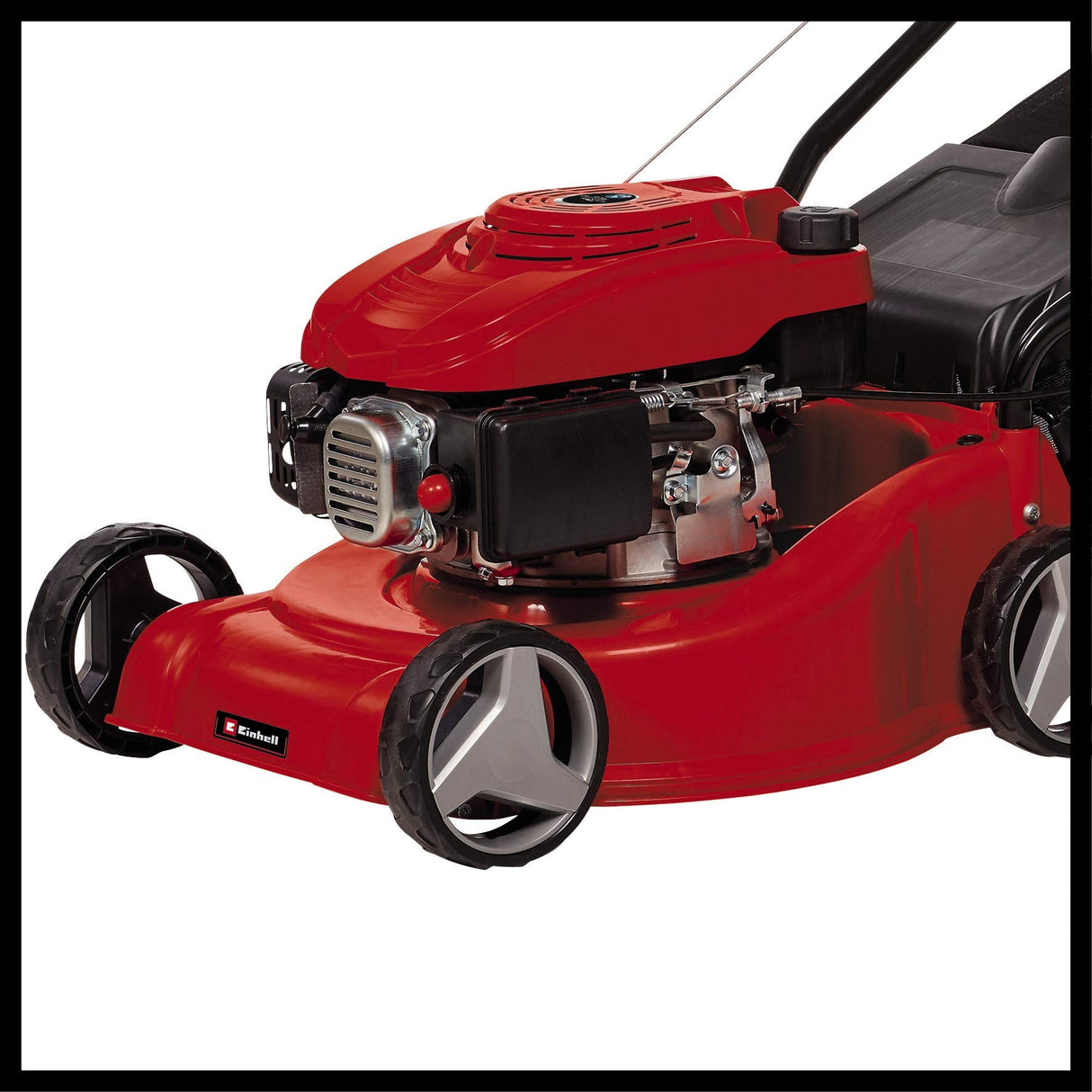 Einhell Cortacésped de gasolina GC-PM 40/1 (1,2 kW, ajuste de altura en 3 niveles, larguero de guiado plegable, carcasa de plástico estable, bolsa colectora con indicador de nivel, para 800 m²)