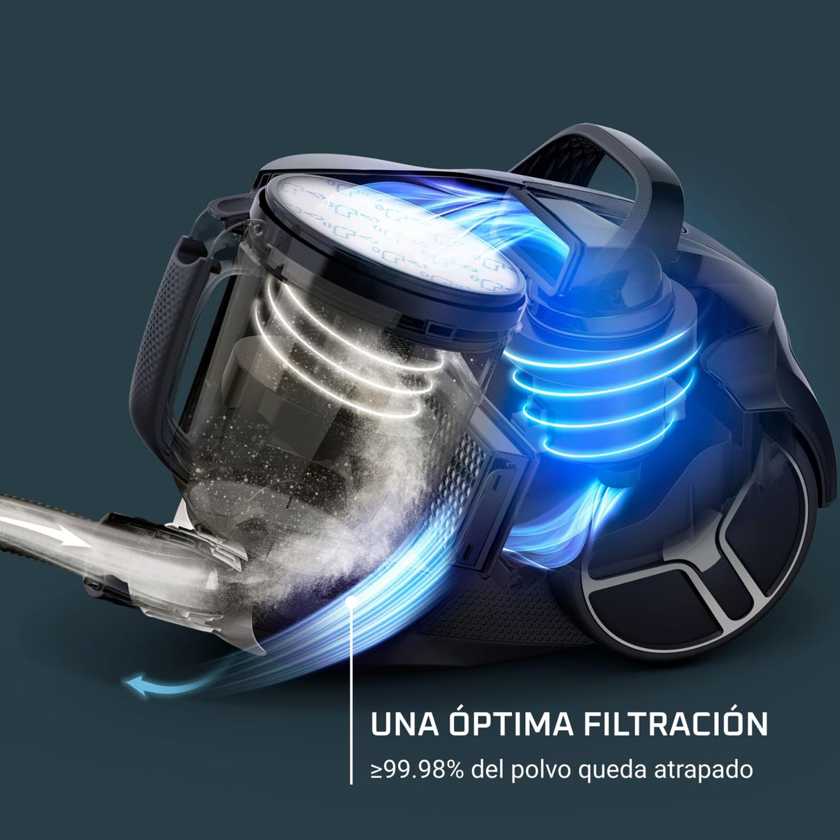 Rowenta Compact Power XXL Aspiradora con cable sin bolsa, motor EffiTech, depósito suciedad 2,5L, tecnología ciclónica, cabezal alta eficiencia, accesorio para mascotas, aspiradora silenciosa, RO4871