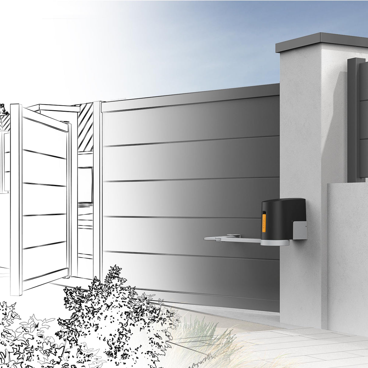 EXTEL – Motorización conectada a brazos articulados para puerta batiente: 2,5 m/250 kg por batiente – XB250 Umii – 761005