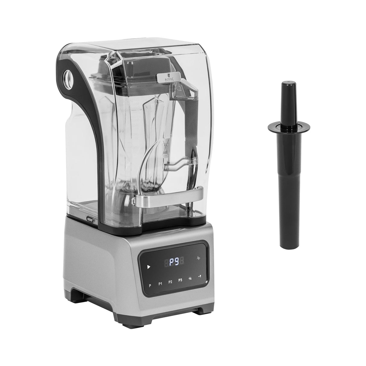 Royal Catering Batidora de Vaso con Cubierta Antirruido Potencia de 1680 W Volumen de 2 L Pantalla Digital Función Pulso 24.500 rpm Licuadora de jarra Batidora americana para batidos
