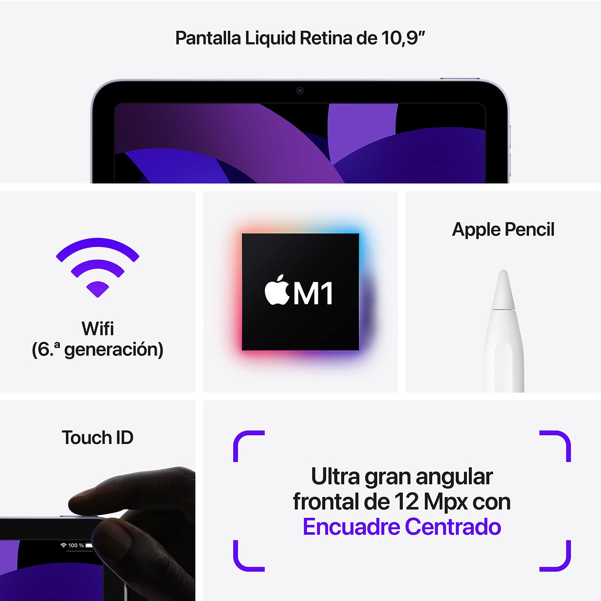 2022 Apple iPad Air (Wi-Fi, 64 GB) - de en Malva (5.ª generación)