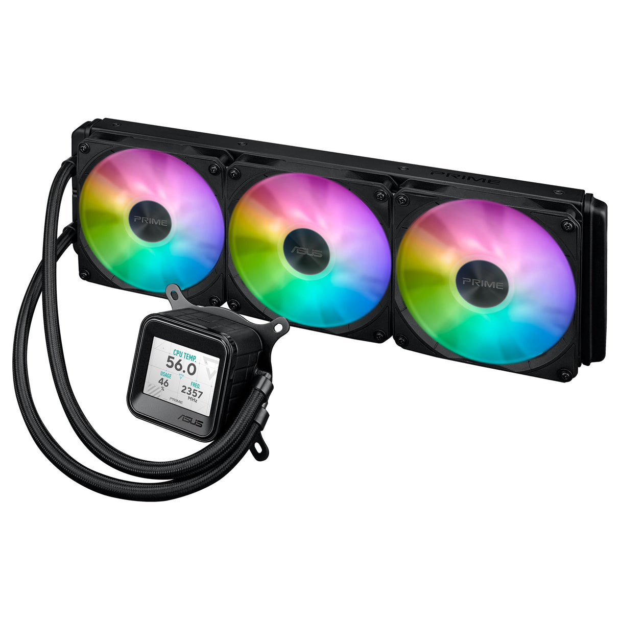 ASUS Prime LC 360 ARGB LCD - Sistema de refrigeración líquida para CPU todo en uno con pantalla LCD, bomba Asetek de alto rendimiento, motor robusto, ventiladores conectables en cadena