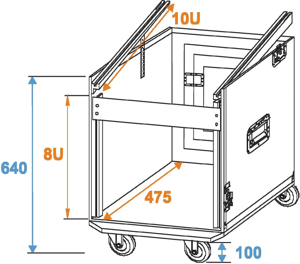 ROADINGER Spezial-Kombi-Case Profi, 8HE mit Rollen (3010999M) marca Roadinger