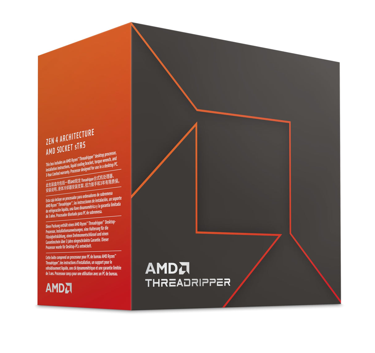 AMD Ryzen Threadripper 7960X Procesador (24 núcleos/48 Threads, 350W TDP, Socket SP6, 152MB Caché, Reloj de Aumento máx. hasta 5,3 GHz, sin Ventilador)