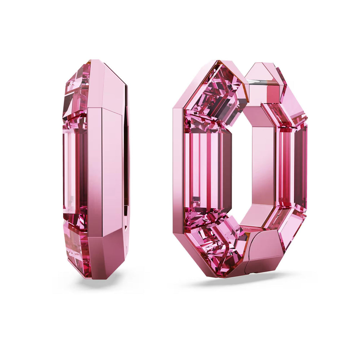 Swarovski Pendientes de aro Lucent, Forma octagonal, Pequeños, Rosas