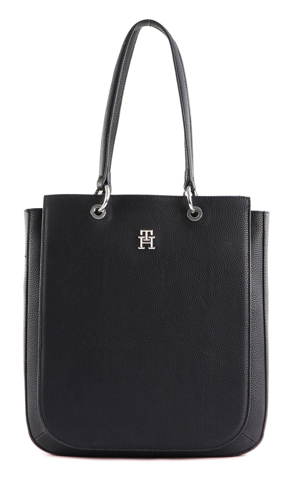 Tommy Hilfiger Mujer Bolso Tote TH Emblem Work Tote con Cremallera, Negro (Black), Talla Única