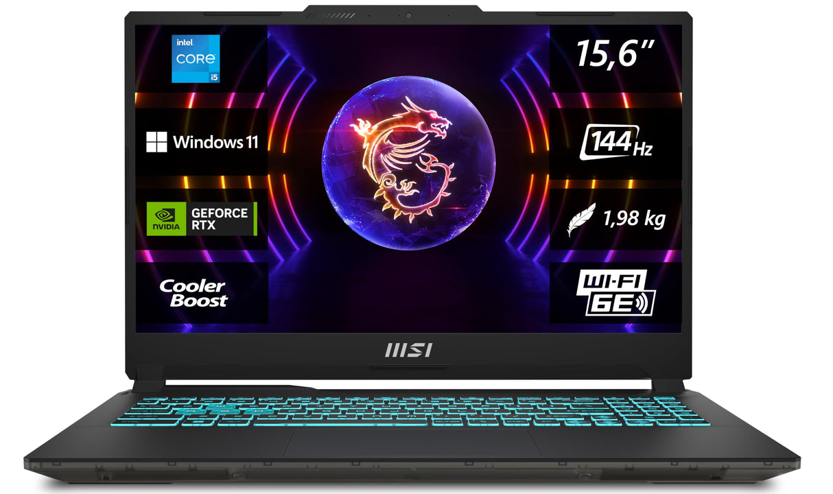 MSI Cyborg 15 - Ordenador portátil para Juegos, 15,6", Full HD 144Hz, Intel Core i5-13420H, NVIDIA GeForce RTX 4050, 16GB DDR5, SSD 512GB, Windows 11 Home, Teclado QWERTZ, A13VE-863, Negro