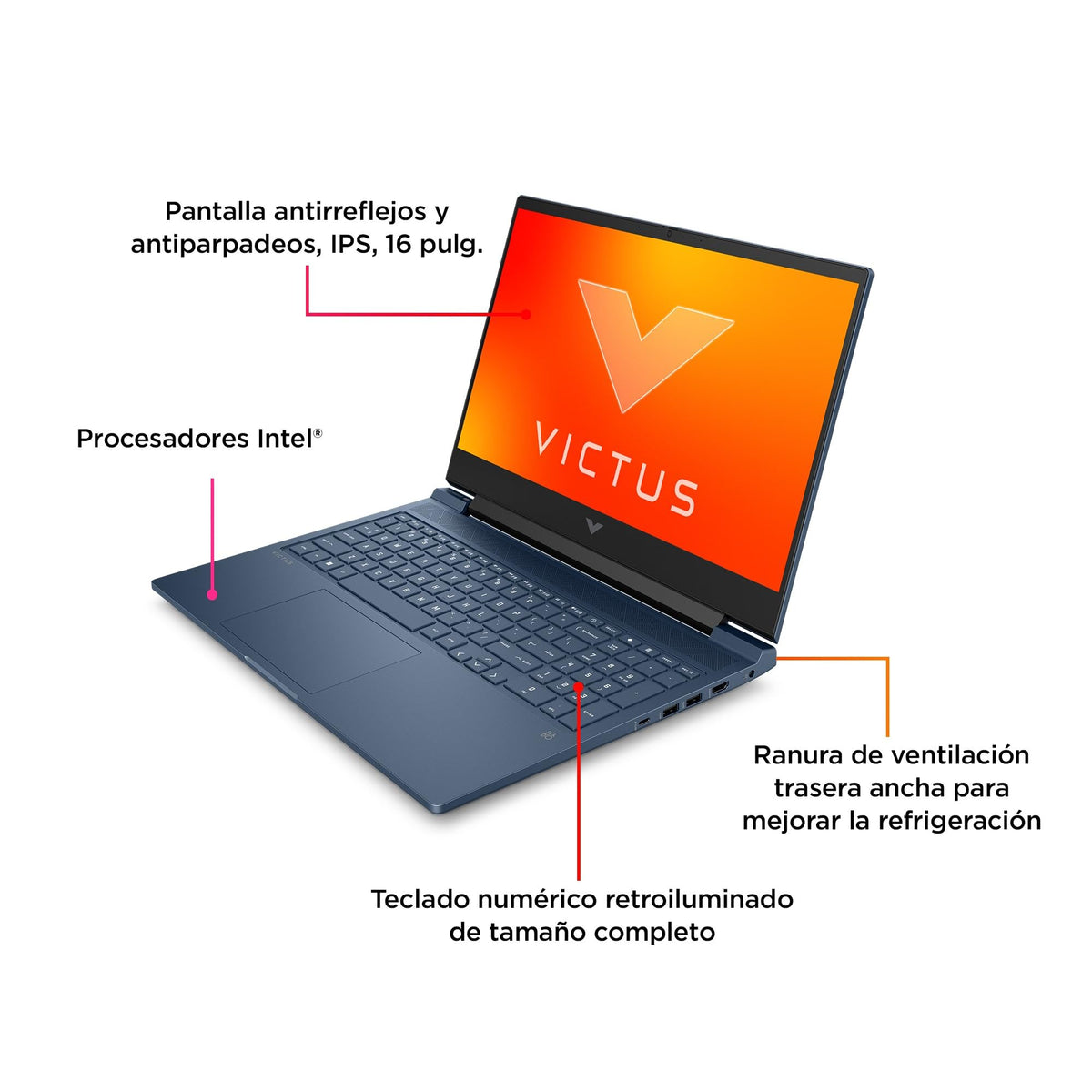 HP Victus 16-r1005ns - Ordenador portátil Gaming de 16.1" (Intel Core i7-14700HX, 16GB RAM, 1TB SSD, NVIDIA GeForce RTX 4060 Graphics, Sin Sistema Operativo) Negro - Teclado QWERTY Español