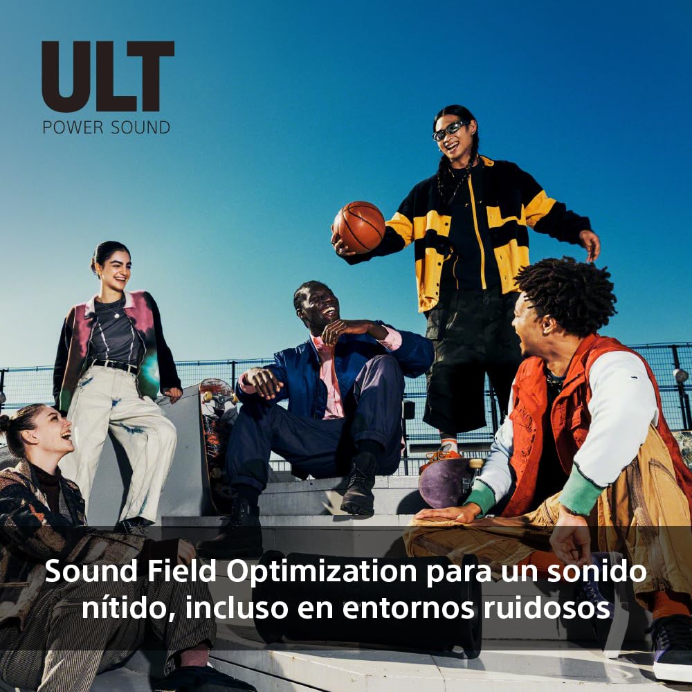 Sony ULT FIELD 7 Altavoz inalámbrico bluetooth portátil con ULT POWER SOUND y Deep Bass, altavoz X-Balanced, 30H de batería, IP67, resistente al agua, iluminación LED, micrófono, entrada para guitarra