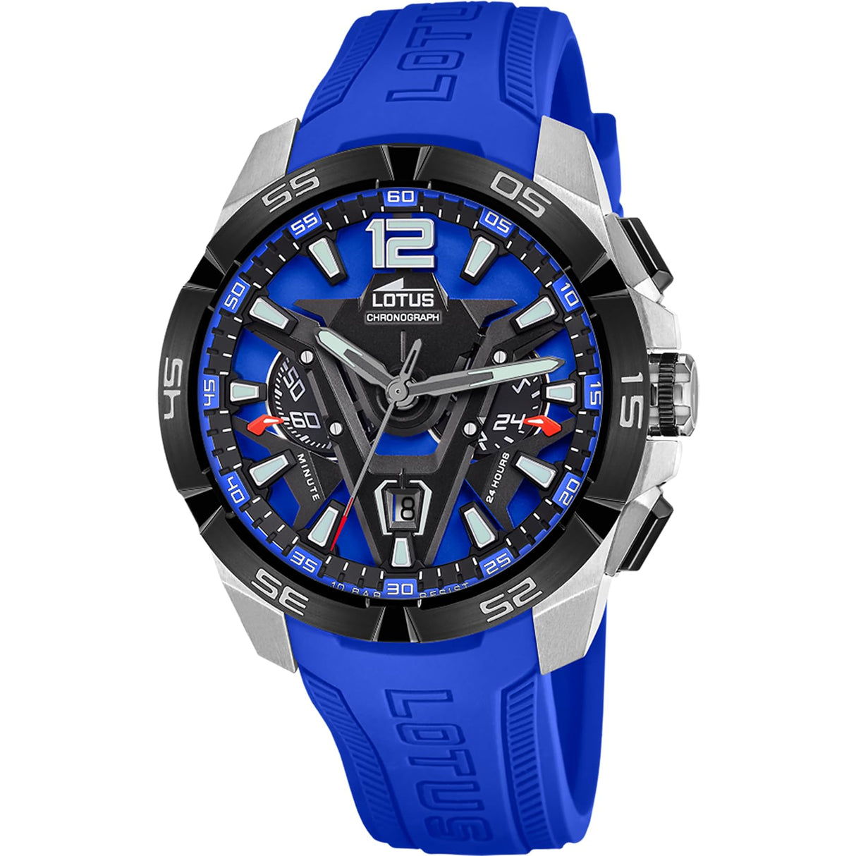 Lotus Reloj Hombre 18944/4 Vortex Caja de Acero Inoxidable 316l Plateado Correa de Caucho Azul
