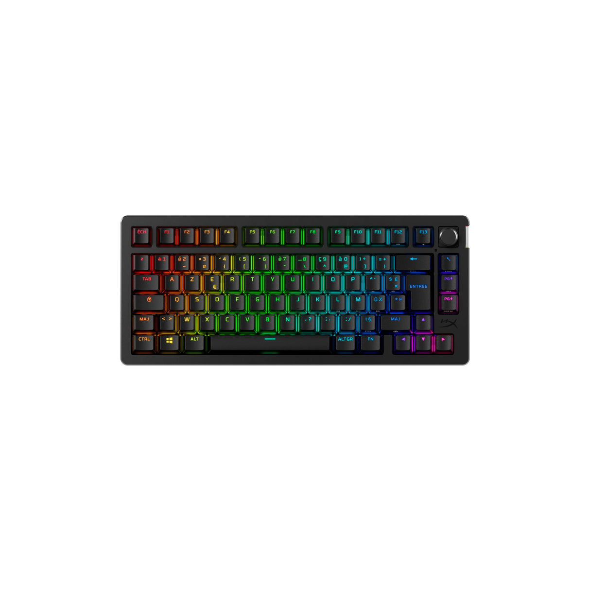 HyperX Alloy Rise 75 Wireless - Teclado mecánico 75% Intercambiable en Caliente, PC, retroiluminación de hasta 80 Horas, Doble inalámbrico de 2,4 GHz y Bluetooth
